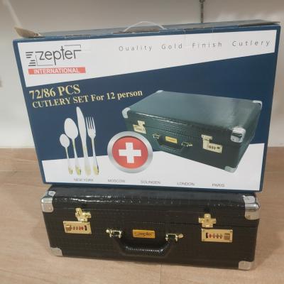 Zepter leather box 72/86pcs cutlery set