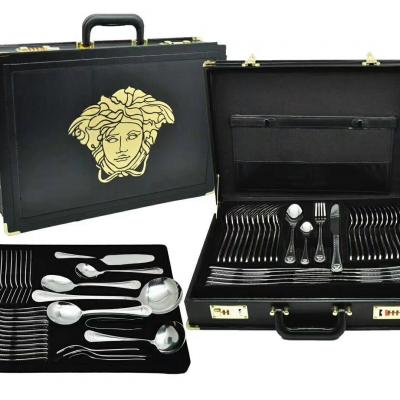 72pcs cutlery set with leather box packing 304 18/10 material